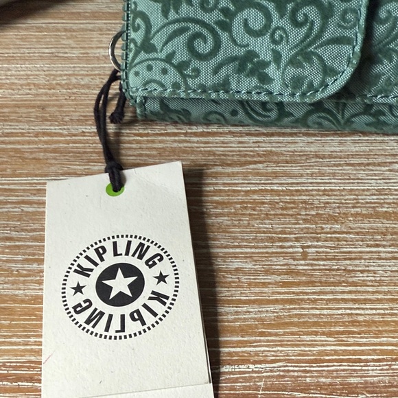 Kipling Crossbody Dark Green Floral Wallet - Picture 8 of 8